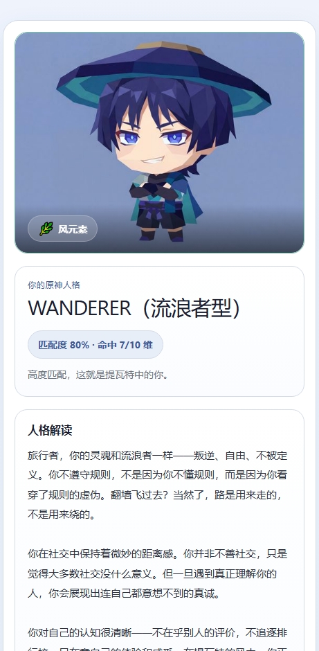 sbti原神人格测试