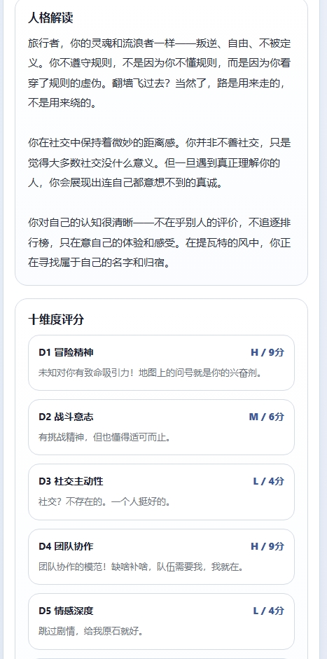 sbti原神人格测试
